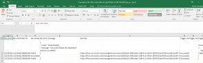 Excel showing all the details including the run url