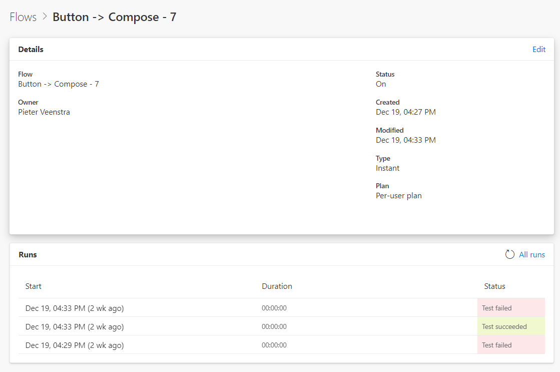 list of flow runs List of flow runs