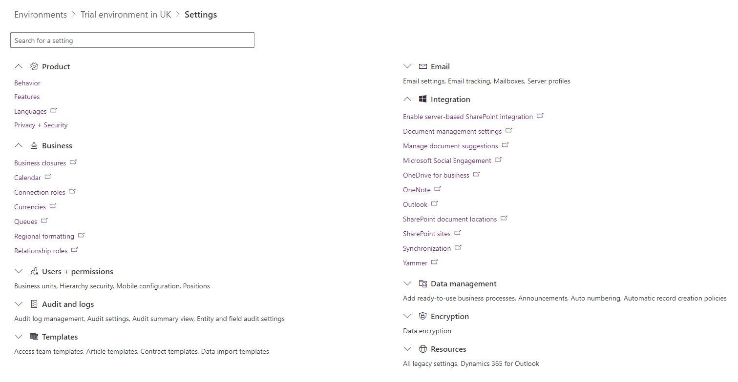 All Settings with icons to the old pages