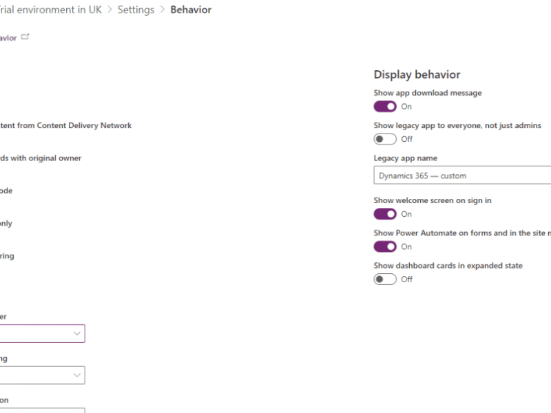 Behavior Settings