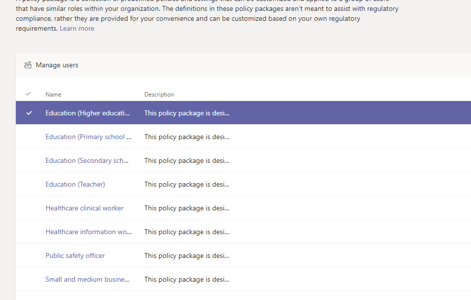 Policy Packages
