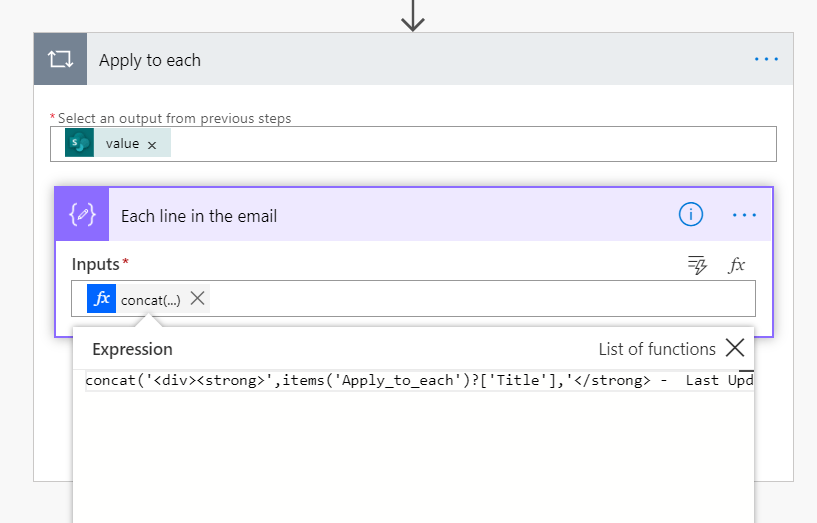 each line in the email Each line in the email