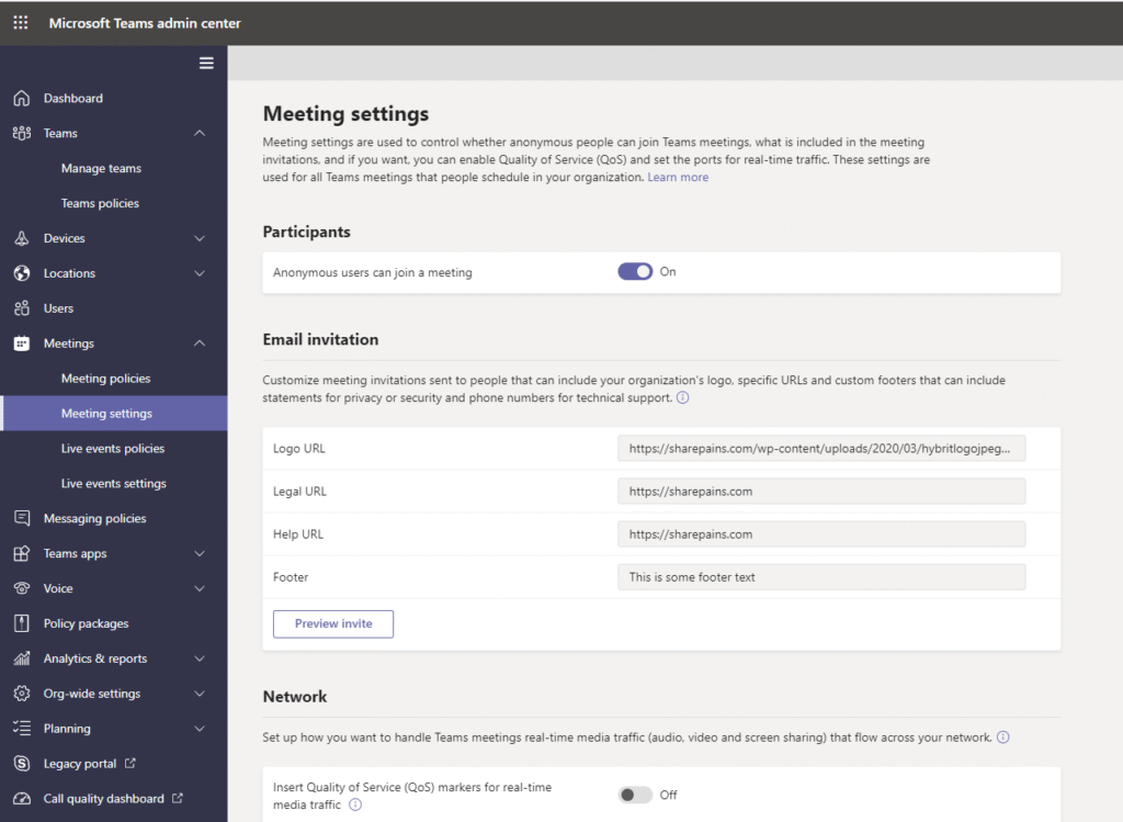 Customize meeting invitations in Microsoft Teams