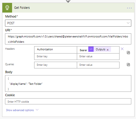 create mail folders with http action create mail folders with HTTP action