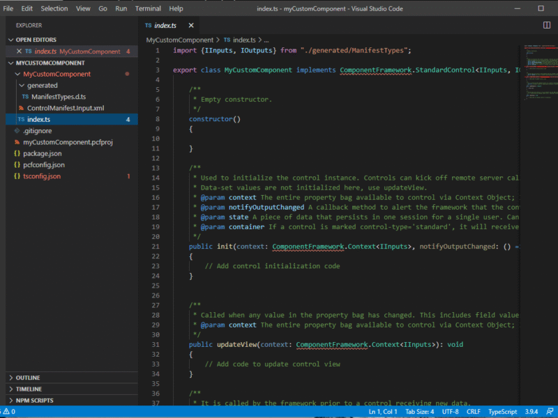 Real code to add Power Apps component
