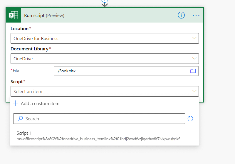 Run Script in Excel from a Power Automate flow
