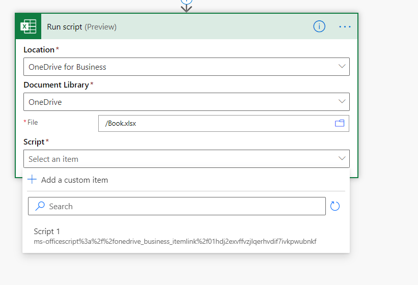 Run Script in Excel from a Power Automate flow