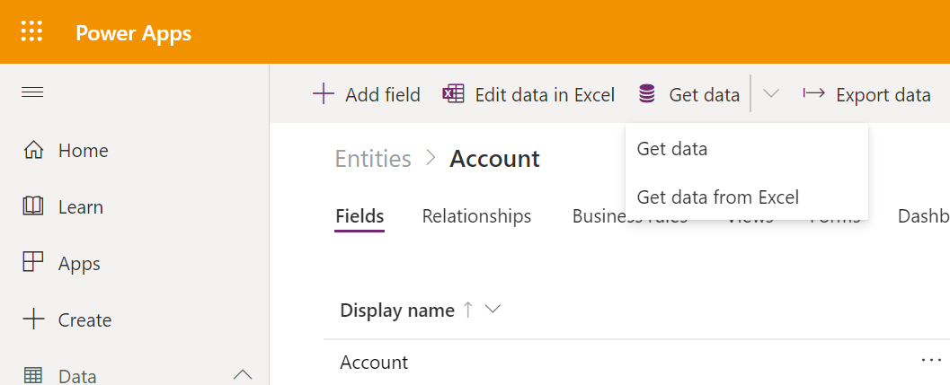Import data or get data from Excel