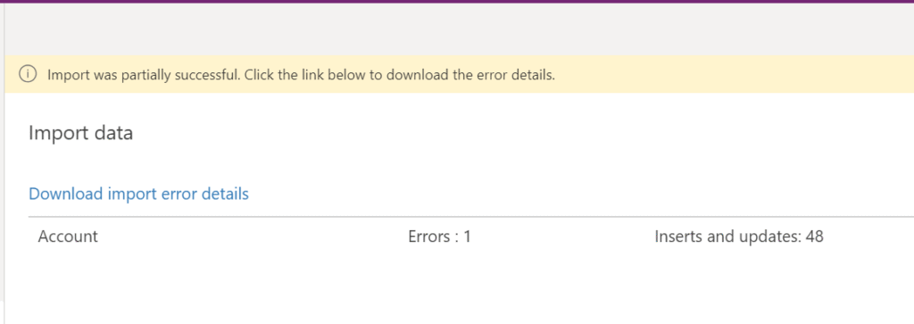 Import was partially successful