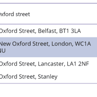 Address input in a power app showing addressses