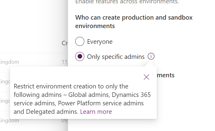 image 32 Who can create new environments in the Power Platform