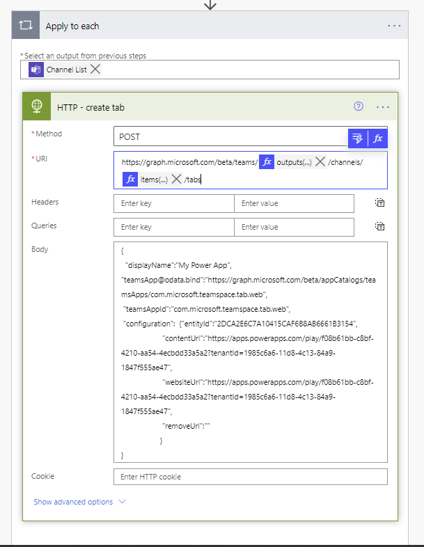 Create new tabs in your Teams in Microsoft Teams using Power Automate