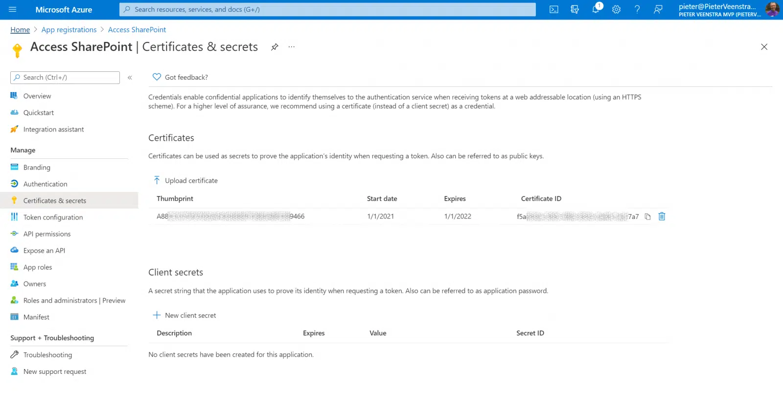 create an app registration Create an app registration