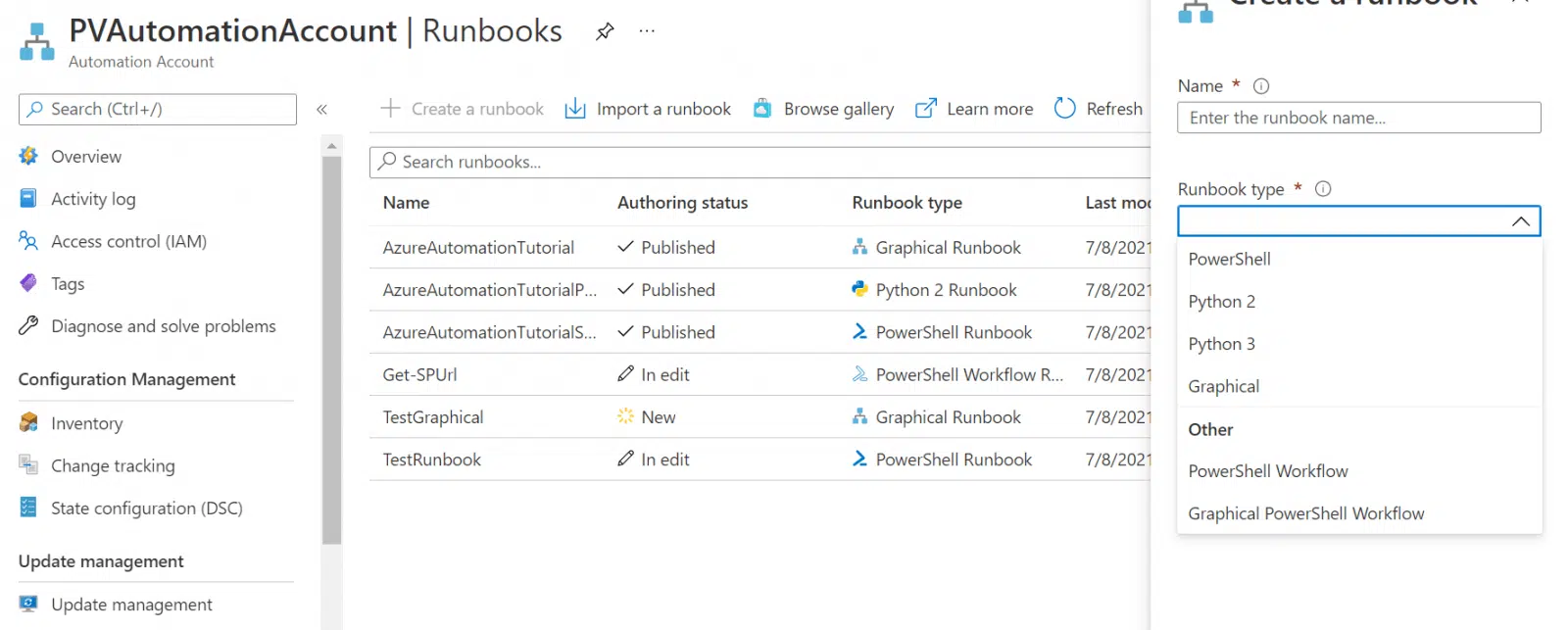 various runbook types in azure automation Various runbook types in Azure Automation