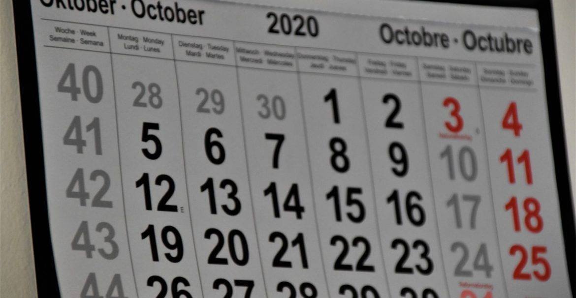 Calendar starting on Monday
