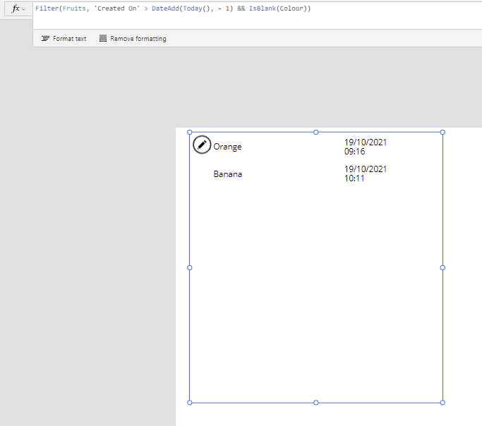 Filter on items created today and without the colour set Using Dataverse views to simplify filter queries in Canvas Apps in Power Apps