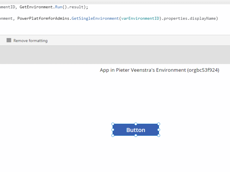 Get the current environment displayed in Power Apps.