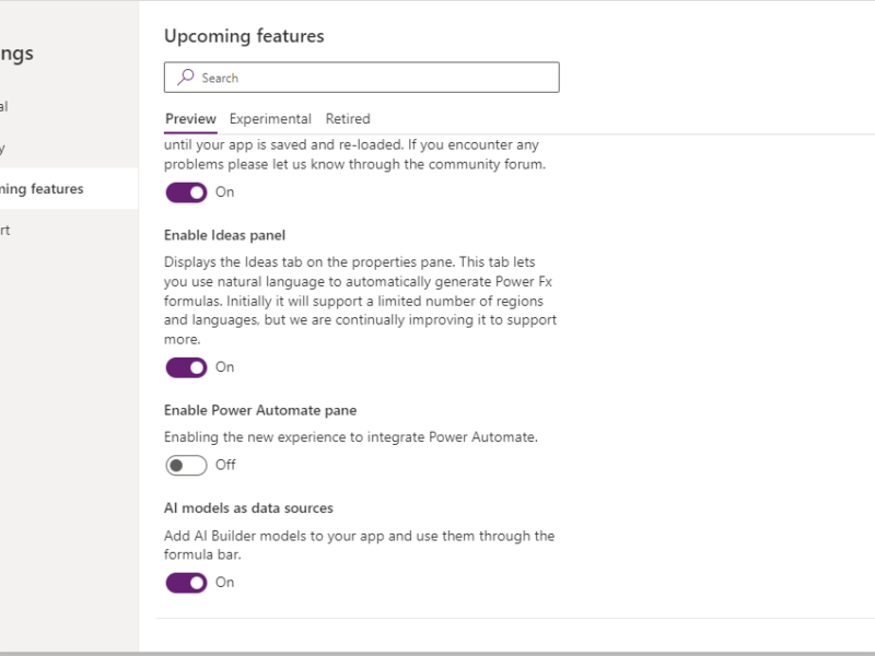 Enable the new Power Automate pane feature