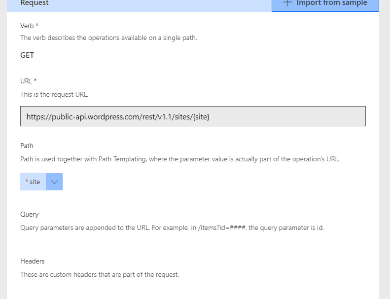configure the action using an wordpress end point Configure the action using an WordPress end point