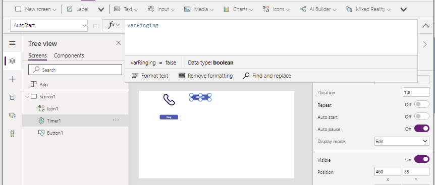 Create vibrating icons in Power Apps