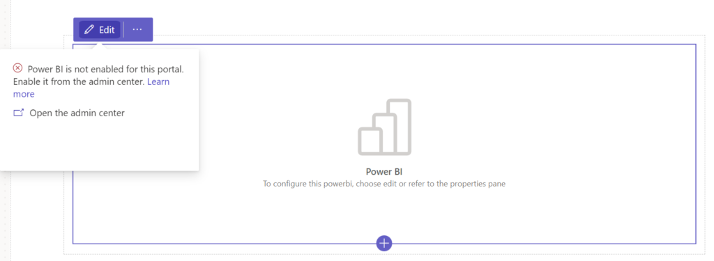 Power BI is not enabled for this portal message.