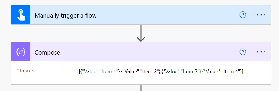 Compose action with 4 items