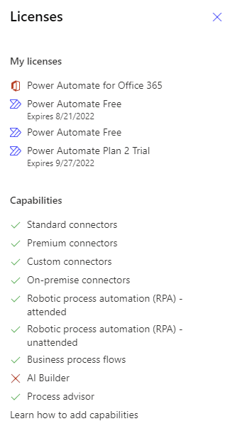 Power Automate Licenses