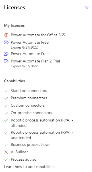 Power Automate Licenses