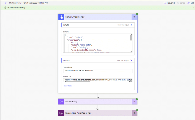 parent url available to the child flow Parent URL available to the child flow