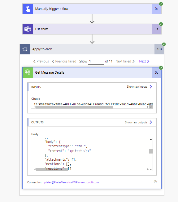 image 28 One On One Chats details in Power Automate