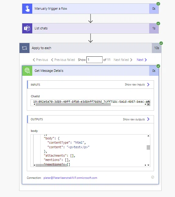 image 28 One On One Chats details in Power Automate