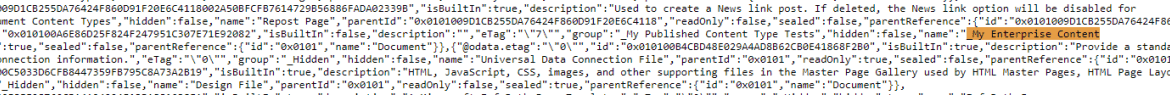 output from content type end point Output from content type end point