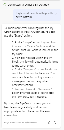 Copilot creating a try catch pattern
