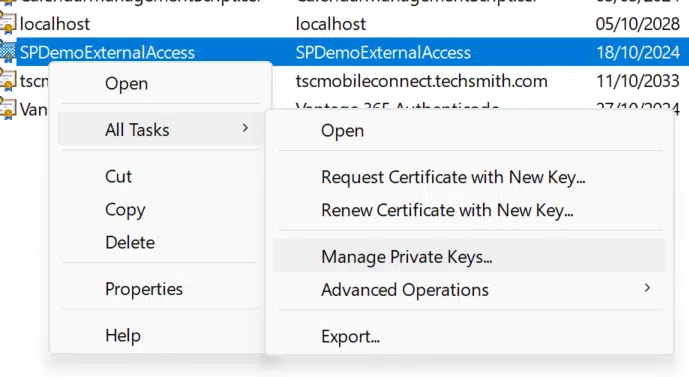 Manage Private Keyes