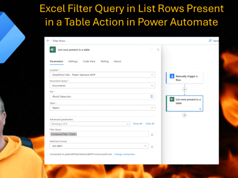 Excel Filter Query in the List rows present in a table in Power Automate