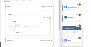 Pieter's method taking output from action inside apply to each