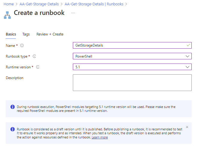 create a runbook create a runbook