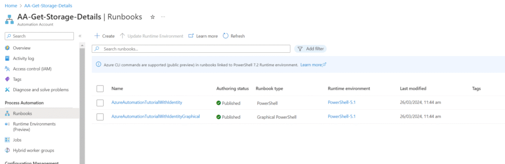 created azure automation account Created Azure Automation Account