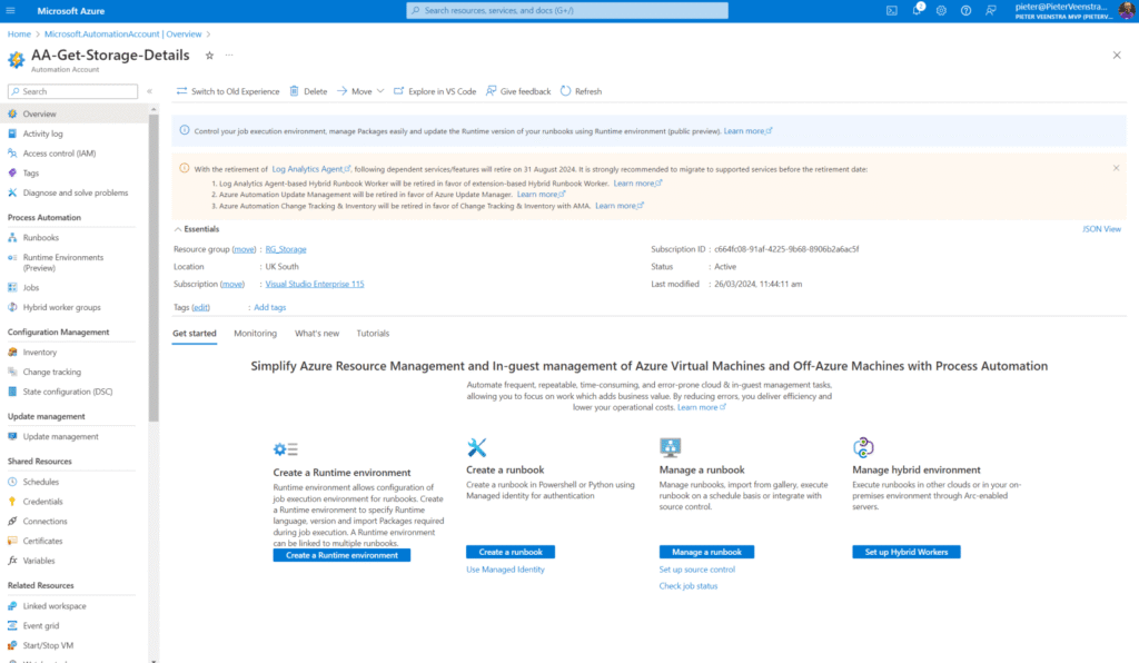 created azure automation account successfully Created Azure Automation Account successfully