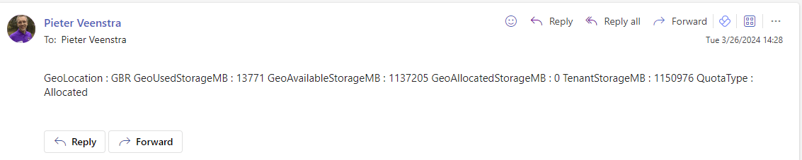 output with geo location usage shown in email Output with geo location usage shown in email