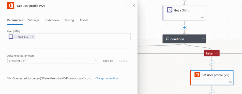 get user profile in the false branch Get User Profile in the false branch