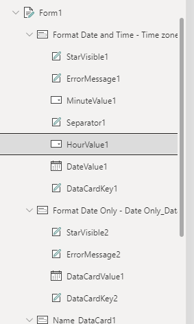 Hour and minute controls in Canvas App forms