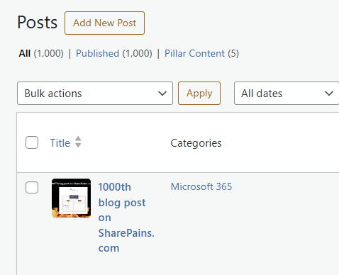 1000th blog post on SharePains.com