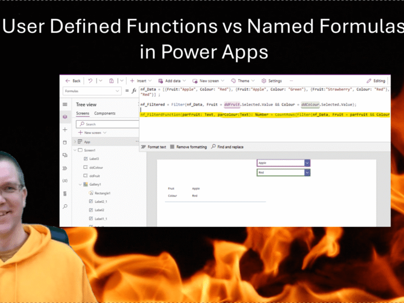 User Defined Functions vs Named Formulas in Power Apps