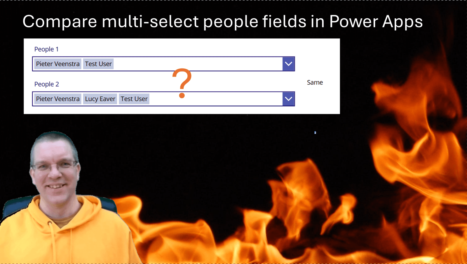 Compare multi-select people fields in Power Apps