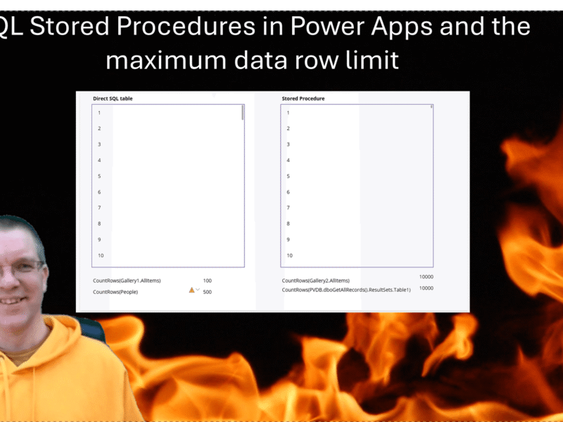 SQL Stored Procedures in Power Apps and the maximum data row limit