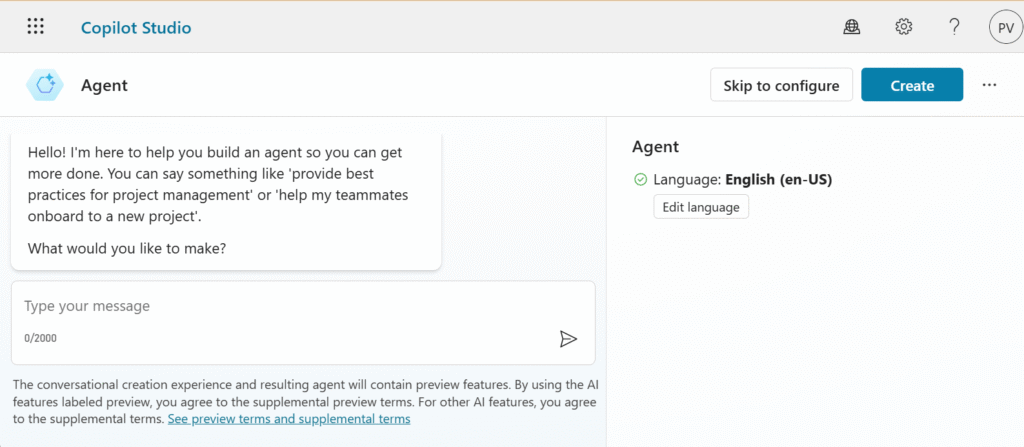 image 33 Copilot Agent description configuration