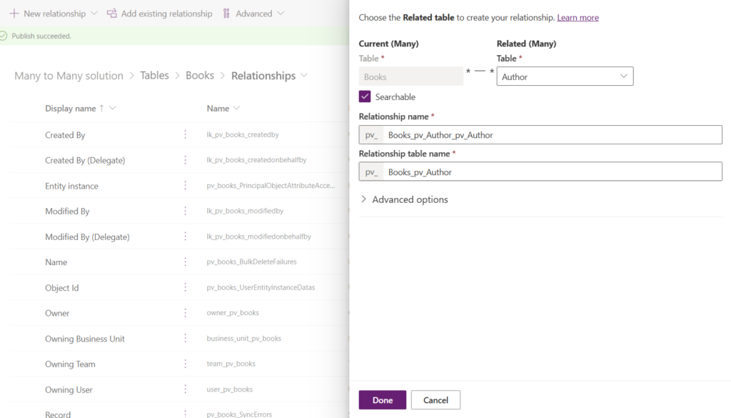 Create a many to many relationship in Dataverse