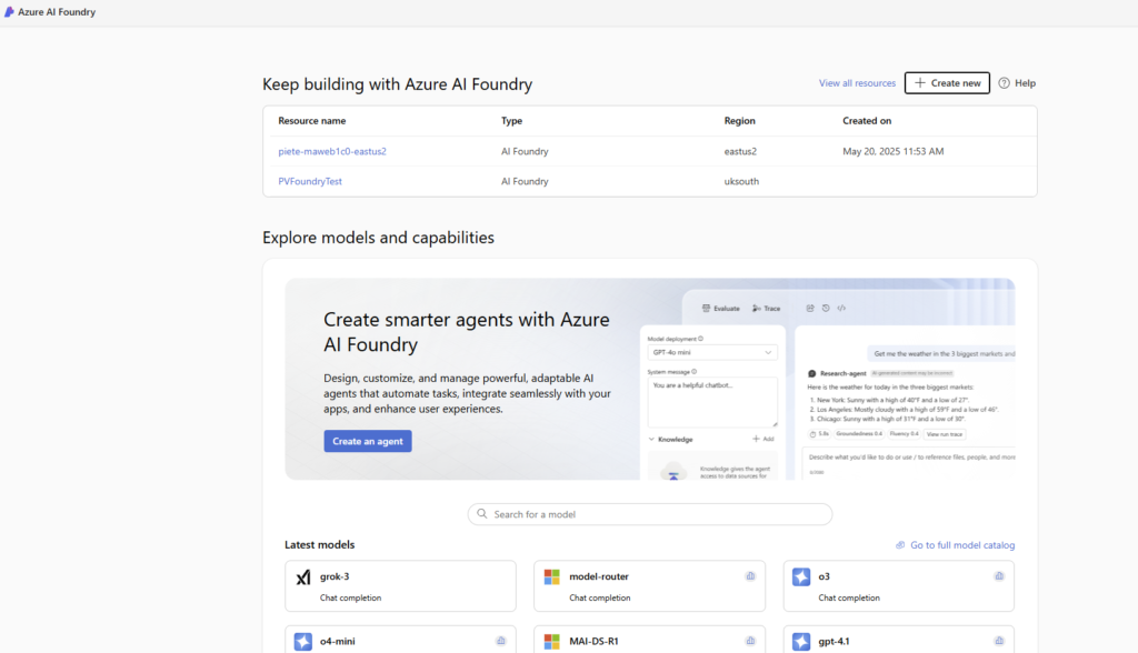 visit Azure AI Foundry using https://ai.azure.com