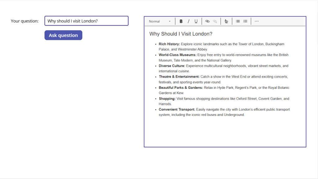 A Q&A Power App using the Azure AI Foundry connector